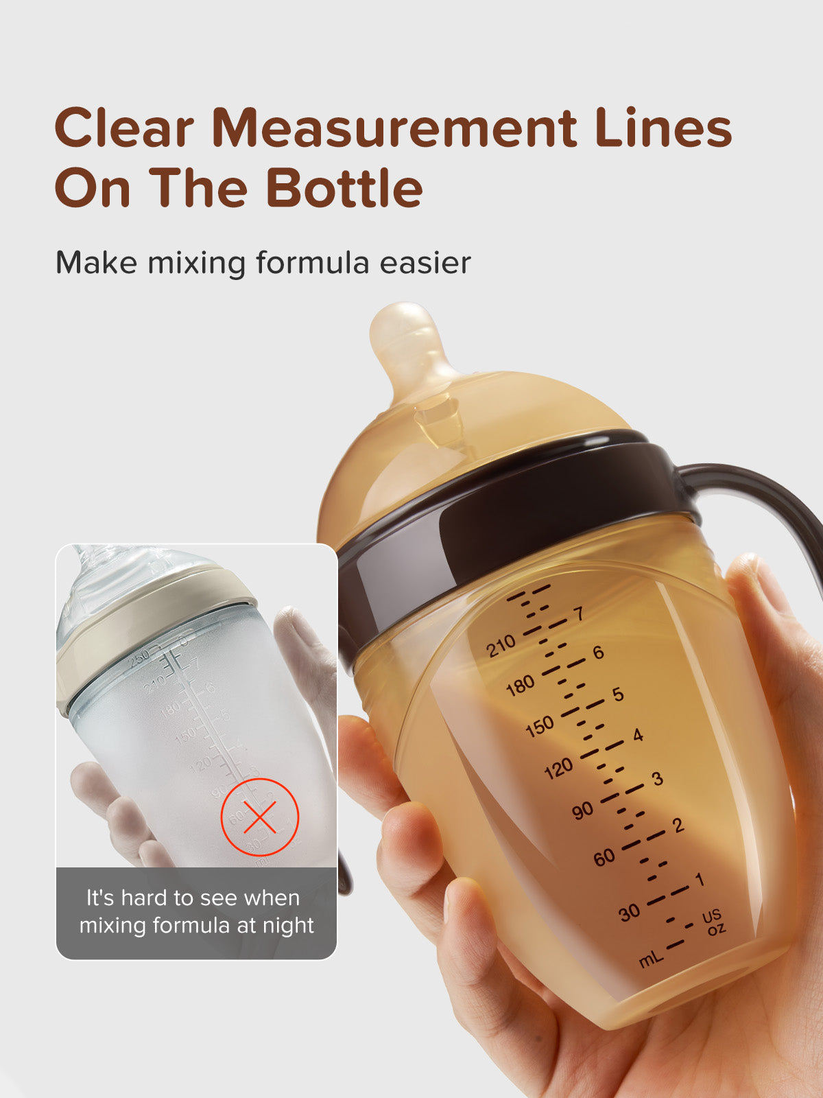 Bunvia Silicone Transition Baby Bottle | 8oz/240ml (Handle Edition)
