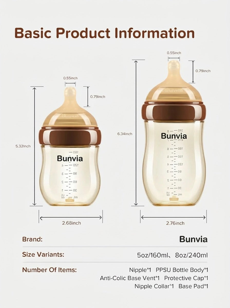 Bunvia PPSU Natural Anti-colic Baby Bottle
