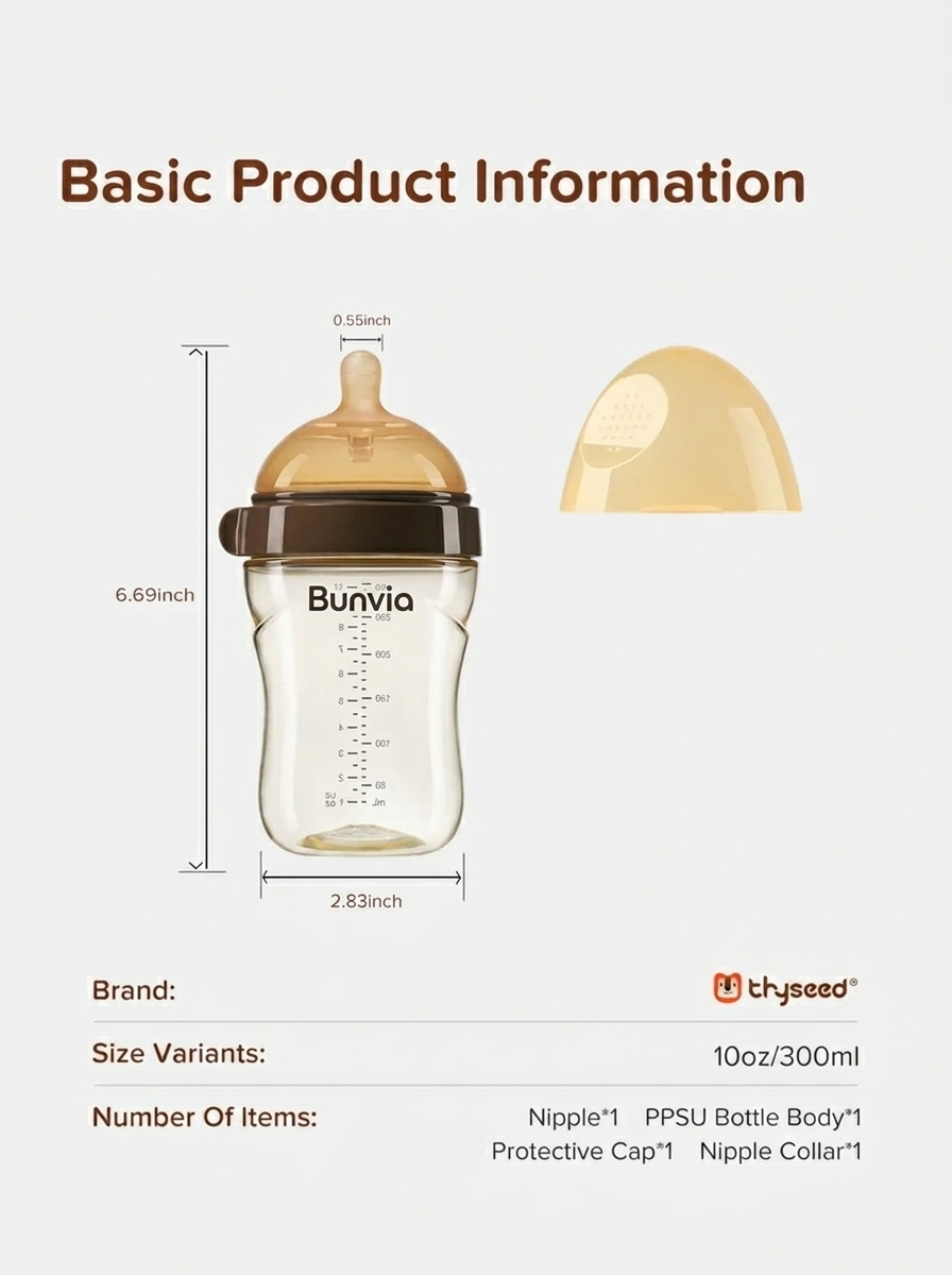 Bunvia PPSU Transition Baby Bottle | 10oz/300ml