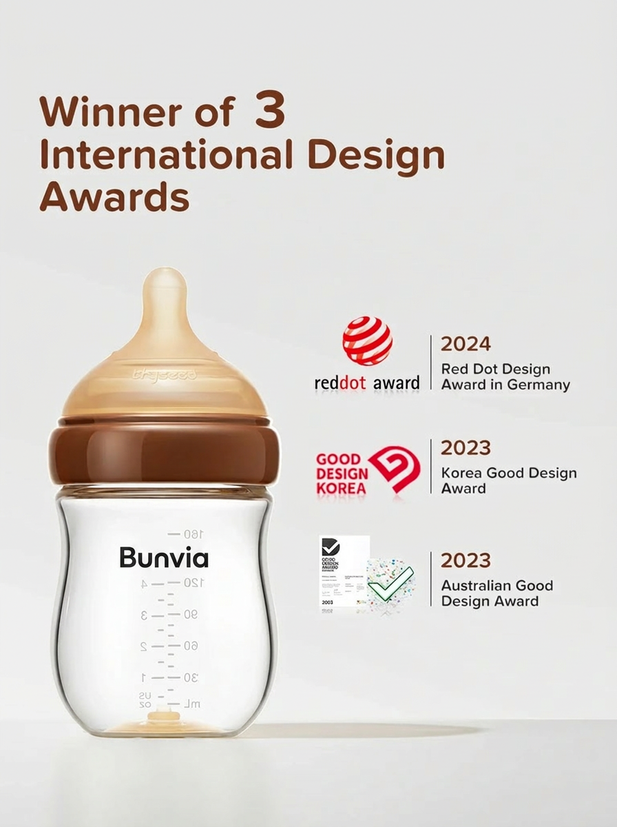 Bunvia Anti-Colic Glass Baby Bottle 0-6M Foundation Set